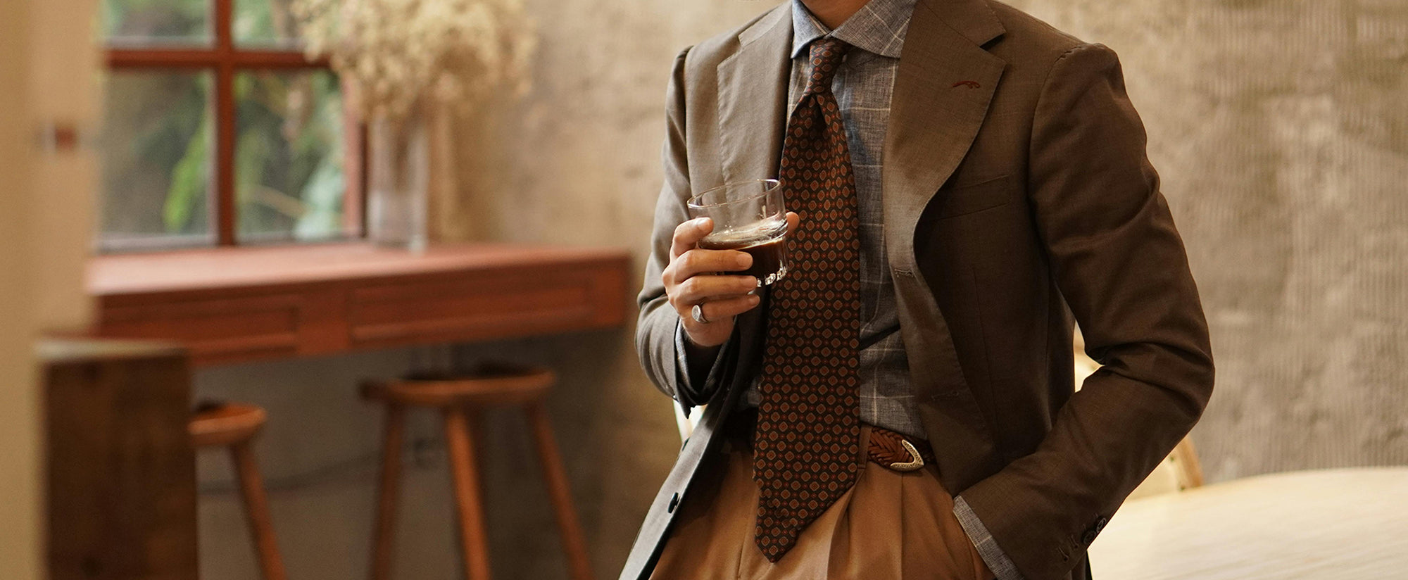 brown suit blazer and pants