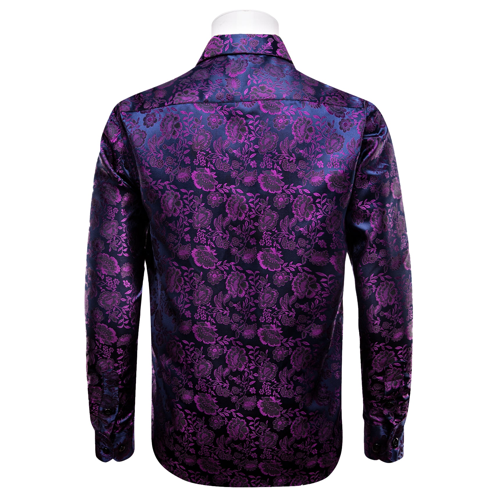 YourTies Dark Purple Shirt Black Floral Men s Top Long Sleeve Shirt XL