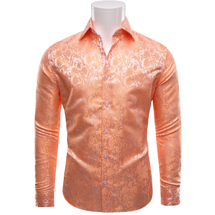 mens orange floral long sleeve shirt mens floral shirts