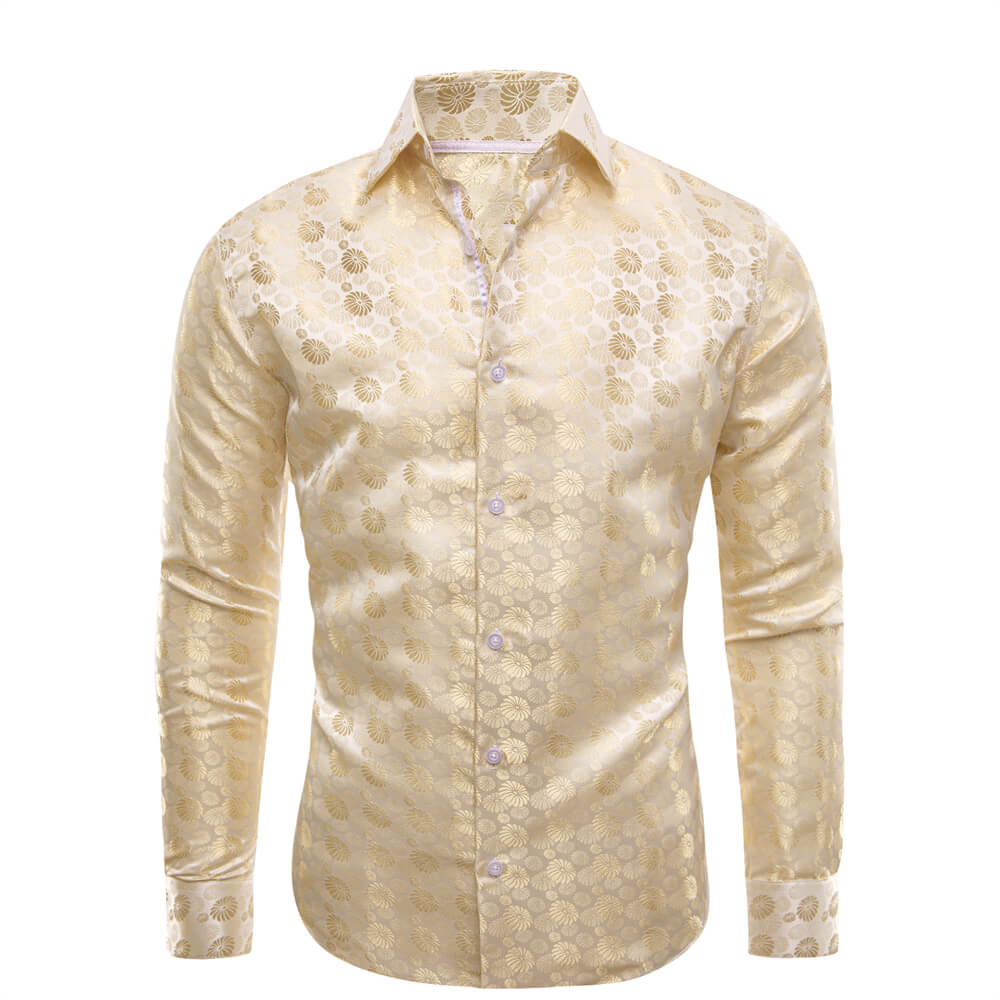 champagne yellow mens floral shirts