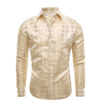 champagne yellow mens floral shirts