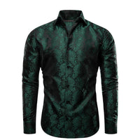 dark green mens floral shirts