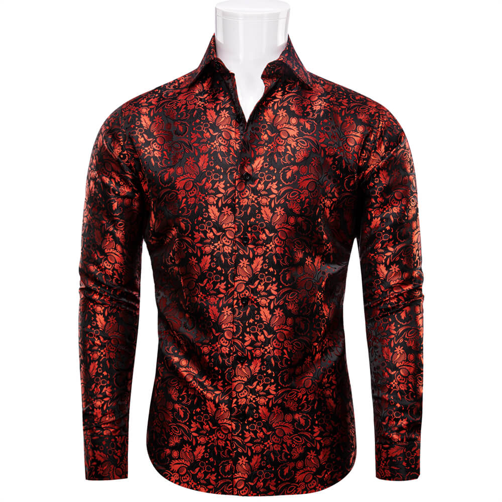 black red mens floral shirts
