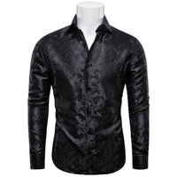 long sleeve shirt black floral men's shirt  mens floral shirts