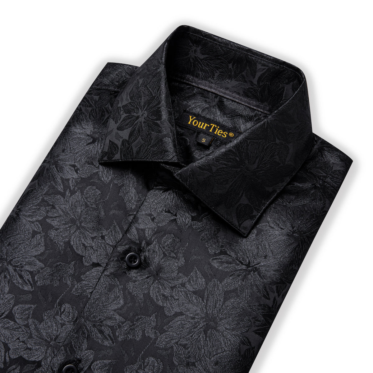  Black Shirts Floral Men's Windsor Collar Long Sleeve Shirt