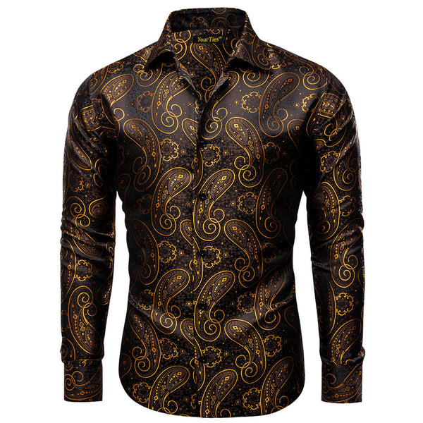 black golden mens floral shirts