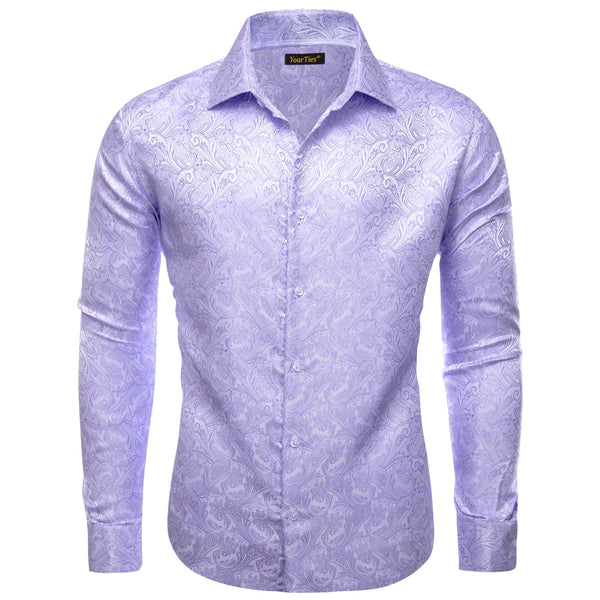 YourTies Wedding Shirts Lavender Purple Jacquard Paisley Dress Shirt