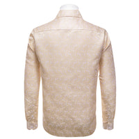 Champagne Shirt White Jacquard Paisley Dress Shirt for Men