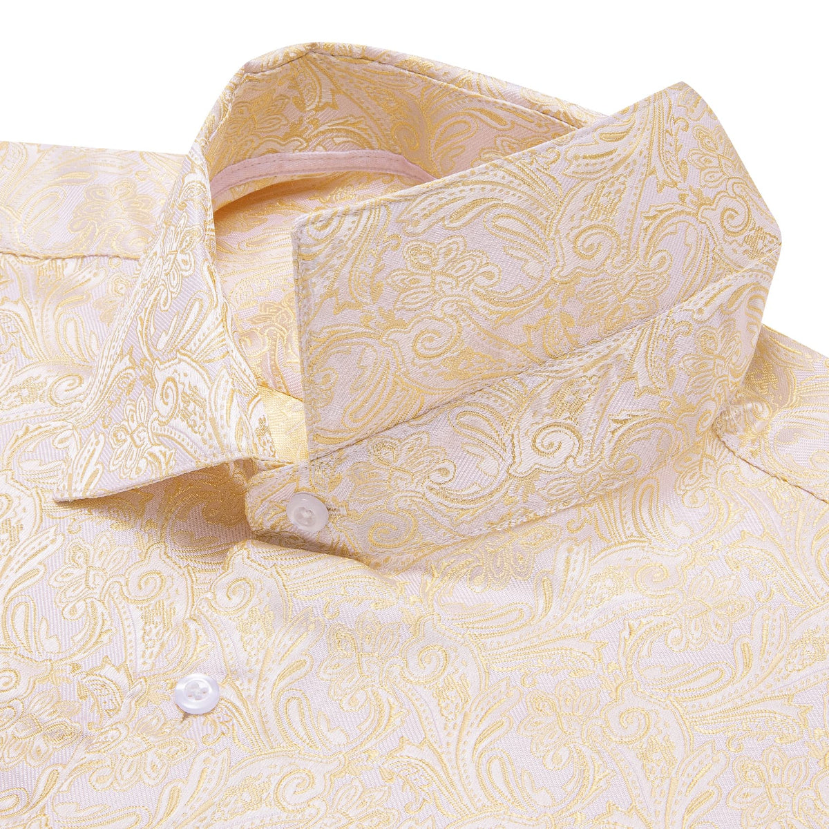 Champagne Shirt White Jacquard Paisley Dress Shirt for Men