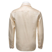 Cream White Long Sleeve Shirt Men's Silk Light Yellow Top