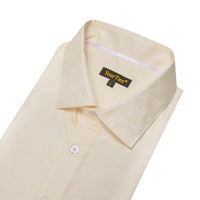 Cream White Long Sleeve Shirt Men's Silk Light Yellow Top