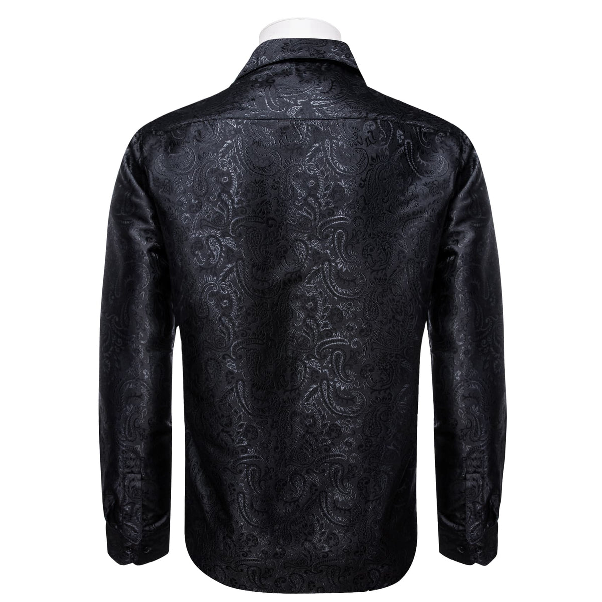 Windsor Collar Men's Dress Shirt Black Paisley Jacquard Top