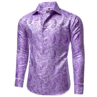 Lavender Purple Paisley Shirt Men's Long Sleeve Dress Shirt