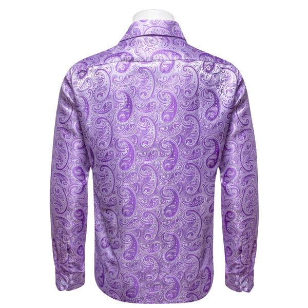 Lavender Purple Paisley Shirt Men's Long Sleeve Dress Shirt