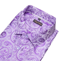 Lavender Purple Paisley Shirt Men's Long Sleeve Dress Shirt