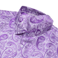 Lavender Purple Paisley Shirt Men's Long Sleeve Dress Shirt