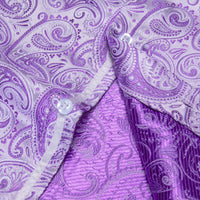 Lavender Purple Paisley Shirt Men's Long Sleeve Dress Shirt