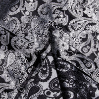 Silver Grey Paisley Long Sleeve Shirt Men's Silk Wedding Top