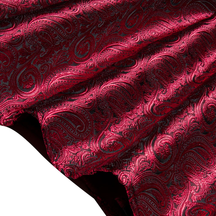 Men's Long Sleeve Shirt Paisley Jacquard Burgundy Dress Shirt