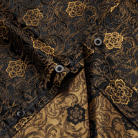 Gold Floral Shirt Black Golden Jacquard Men's Dinner Shirt