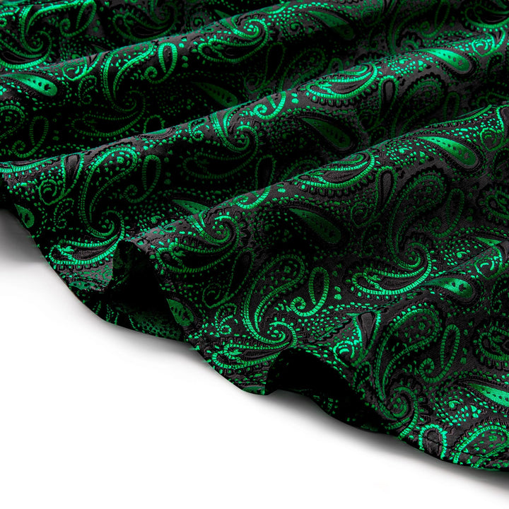 Medium Sea Green Shirt Black Green Jacquard Men Paisley Shirt