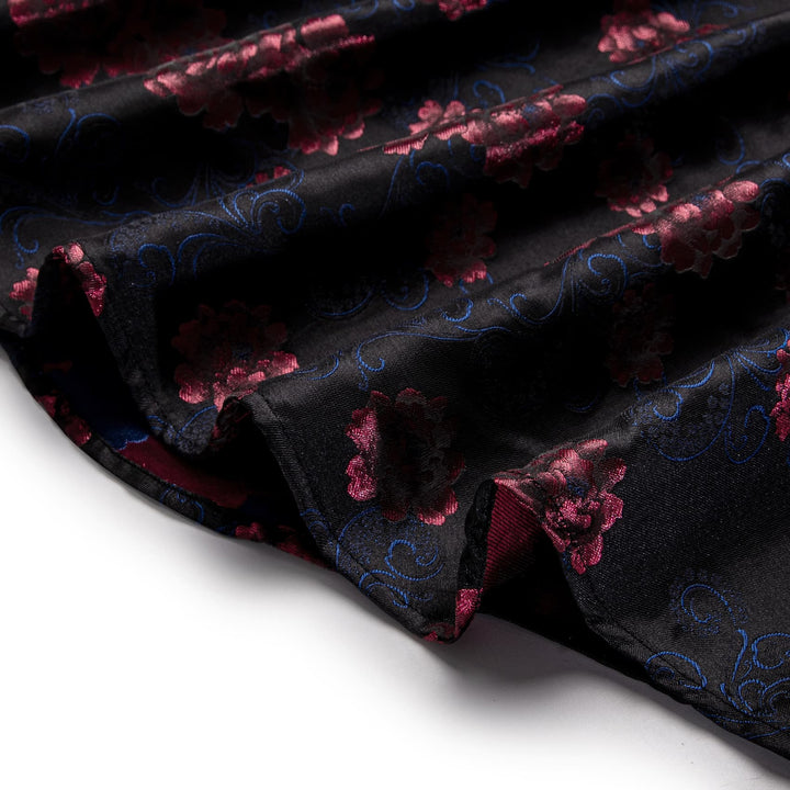 Black Shirt Cordovan Red Roses Men's Long Sleeve Floral Shirt