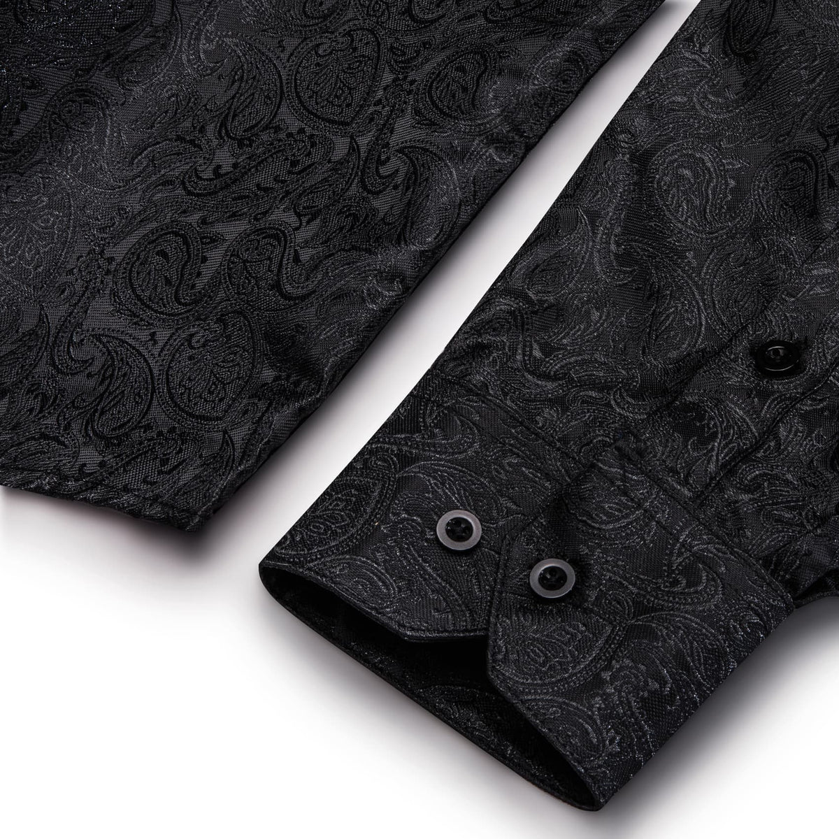 Men's Black Long Sleeve Paisley Jacquard Button Dress Shirt