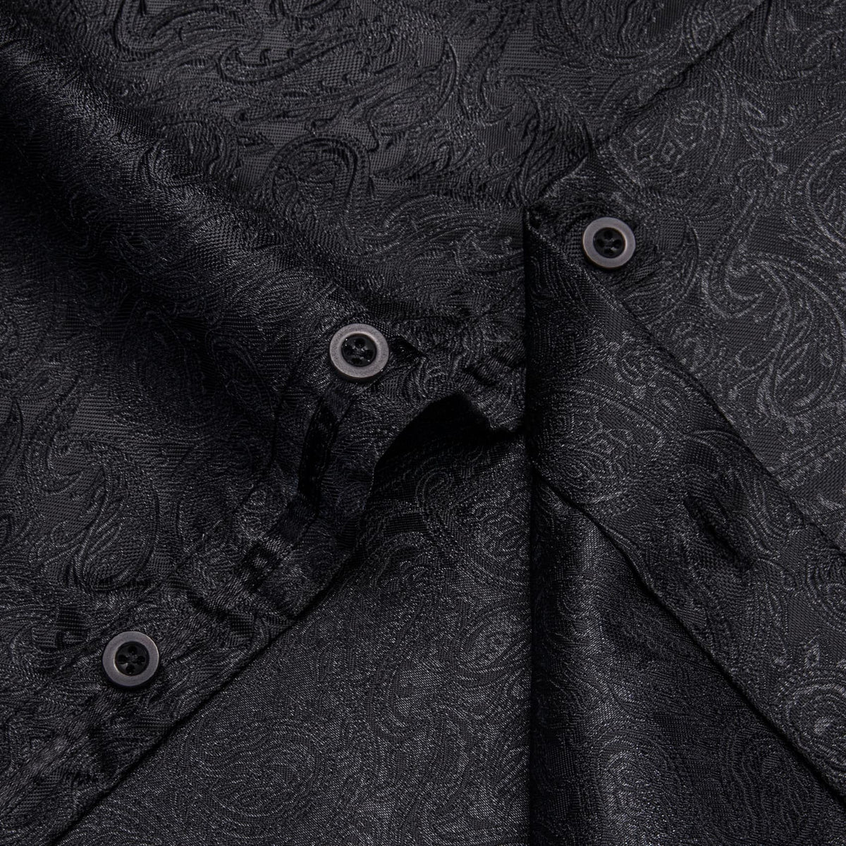 Men's Black Long Sleeve Paisley Jacquard Button Dress Shirt