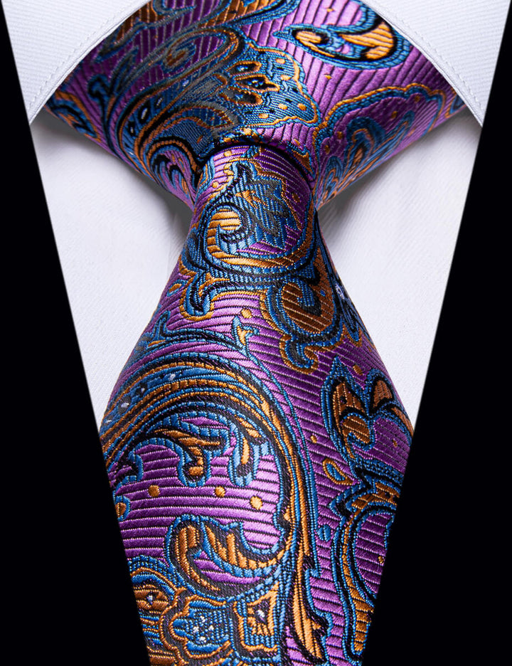 Light Lavender Purple Tie Floral Silk Wedding Necktie for Men