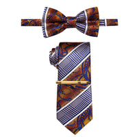 orange blue ties tie clip set