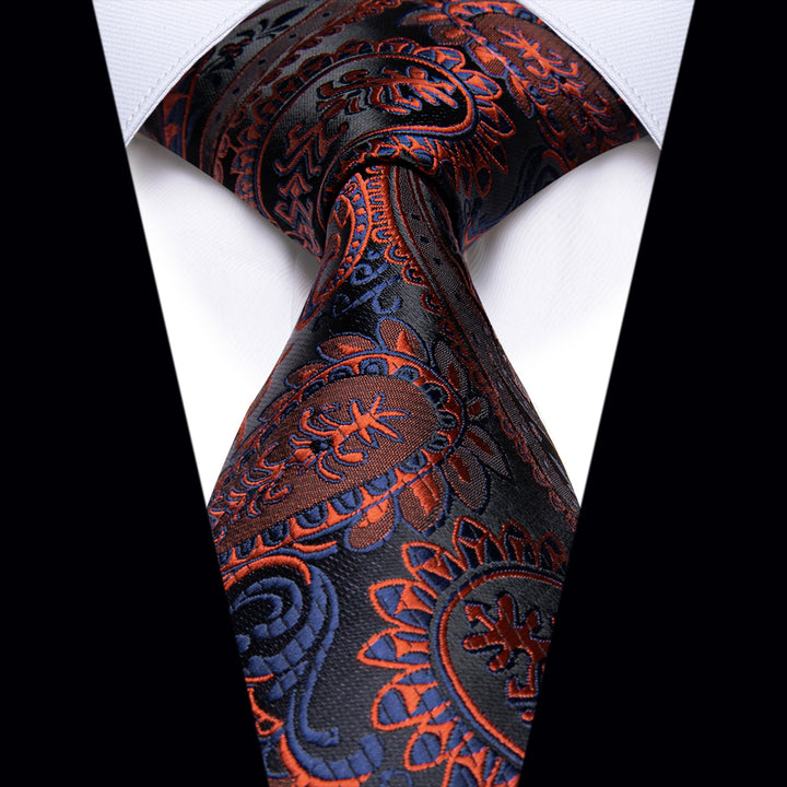 Red Men's Tie Black Blue Red Paisley Silk Necktie for Men