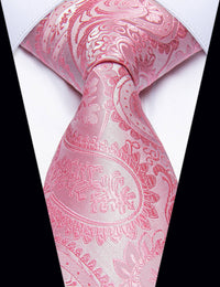 YourTies Baby Pink Men's Wedding Tie Jacquard Paisley Silk Necktie