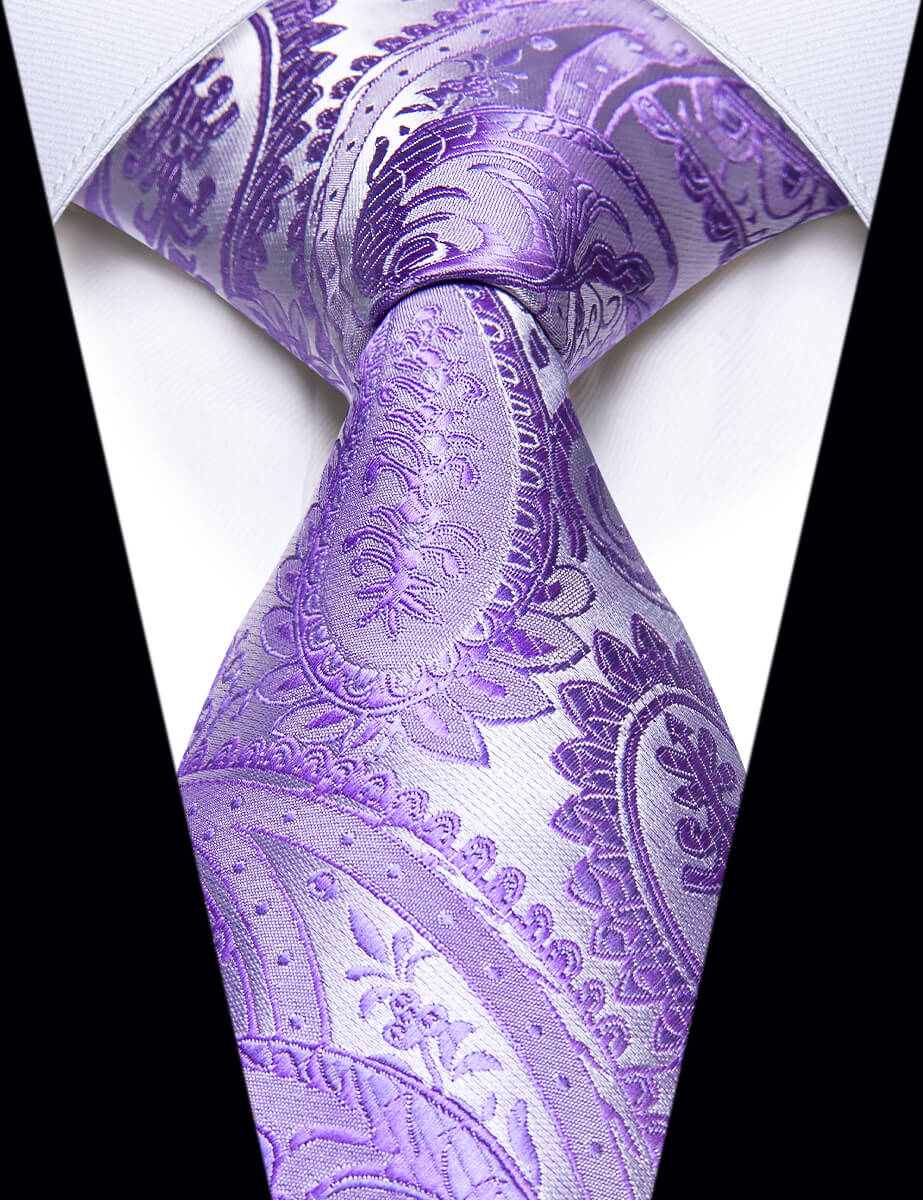 light purple jacquard paisley men's necktie 