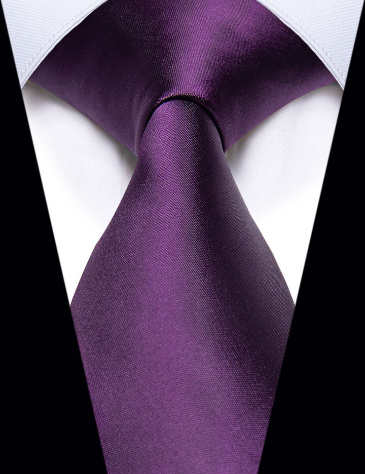 Deep Purple Ties Mens Solid Silk Necktie