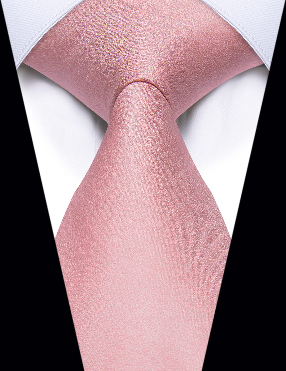 YourTies Light Pink Tie Mens Baby Pink Solid Silk Necktie for Wedding