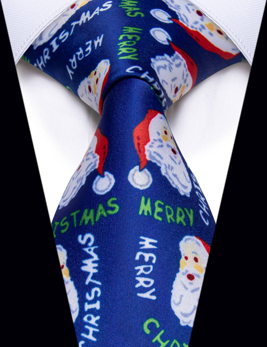 YourTies Blue Tie Santa Claus Christmas Silk Necktie