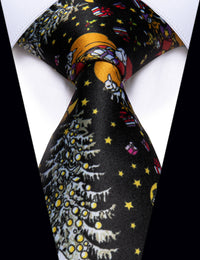 YourTies Black Ties White Novelty Christmas Silk Necktie