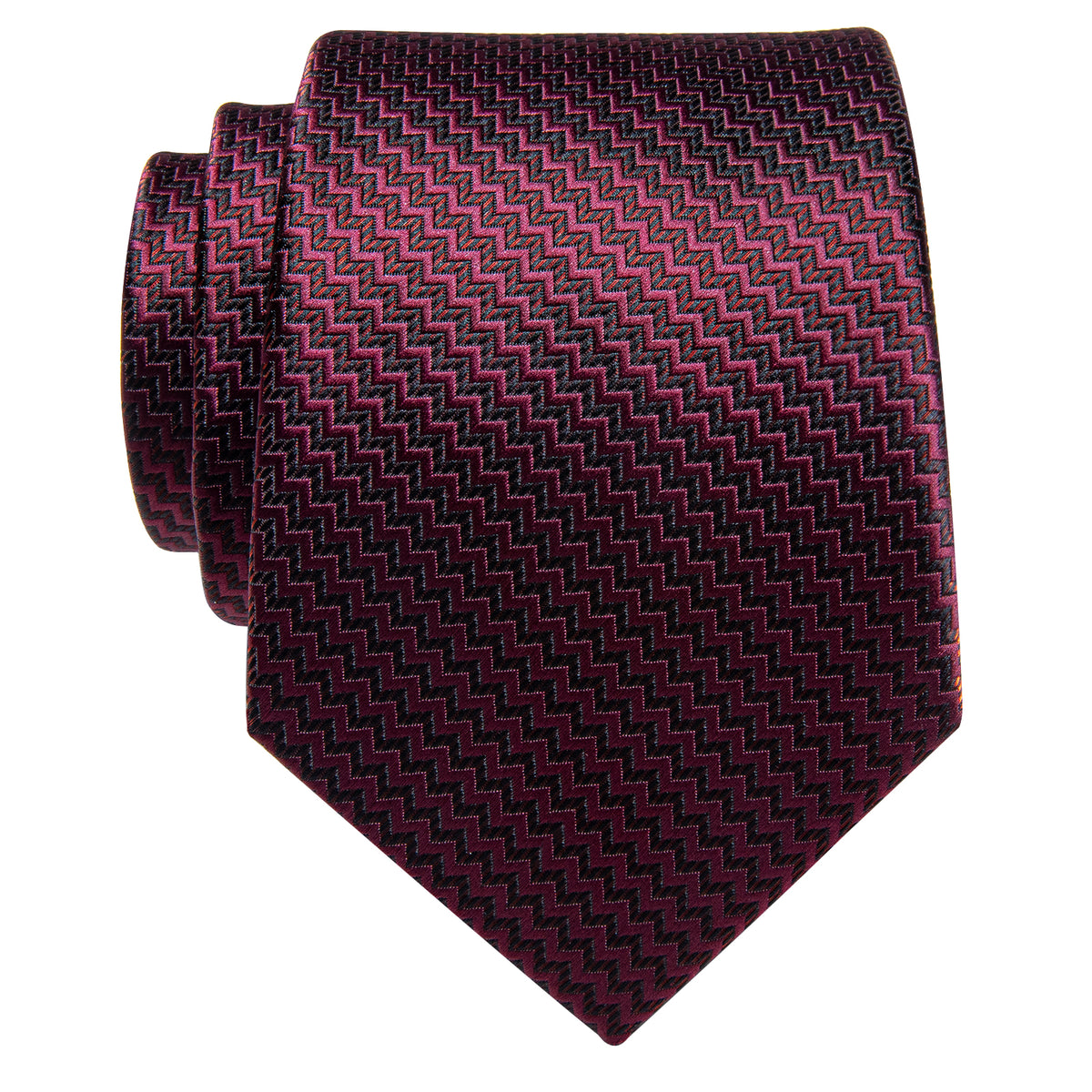 Burgundy Irregular Striped Silk Necktie