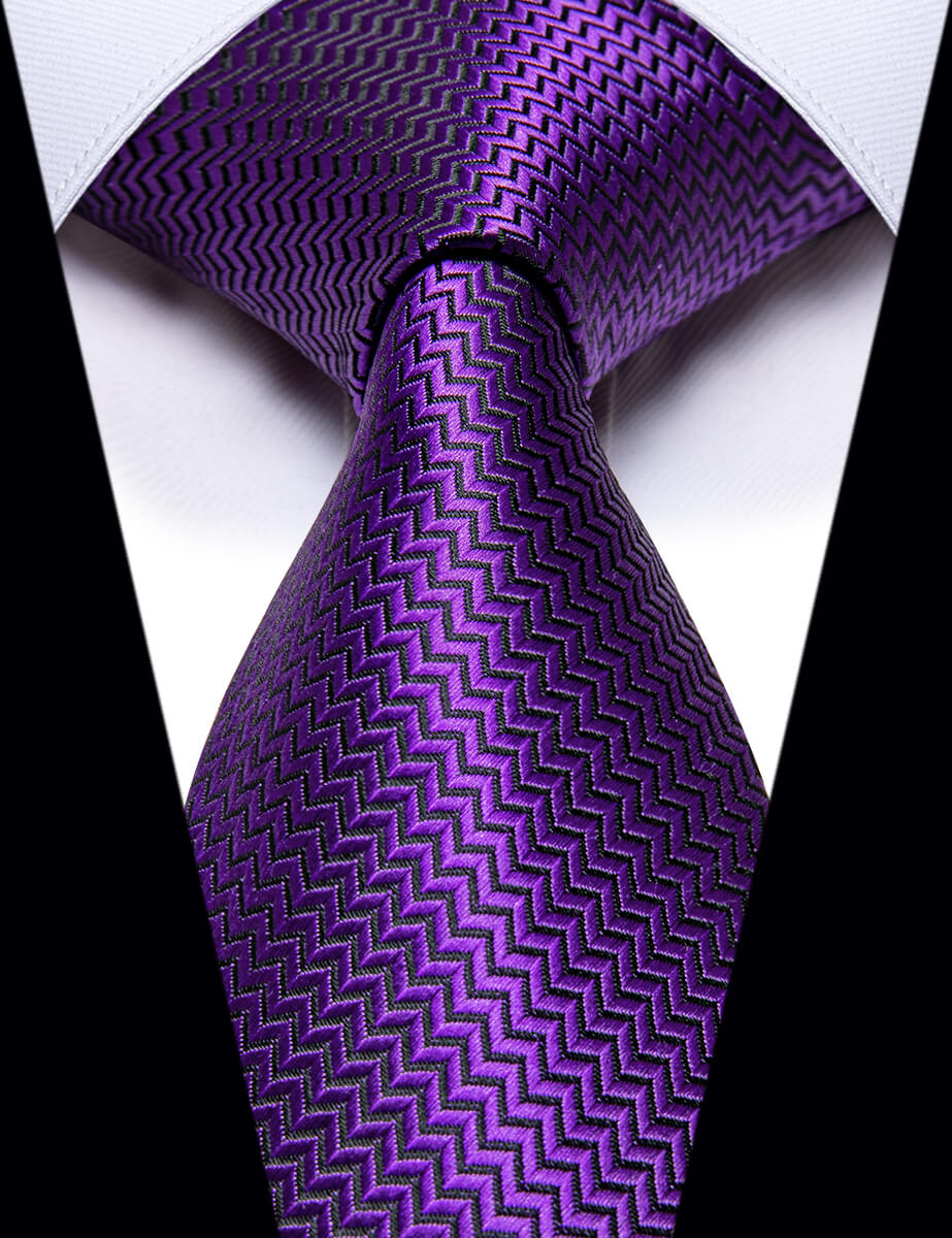 YourTies Dark Purple Necktie Irregular Striped Men's Jacquard Silk Tie