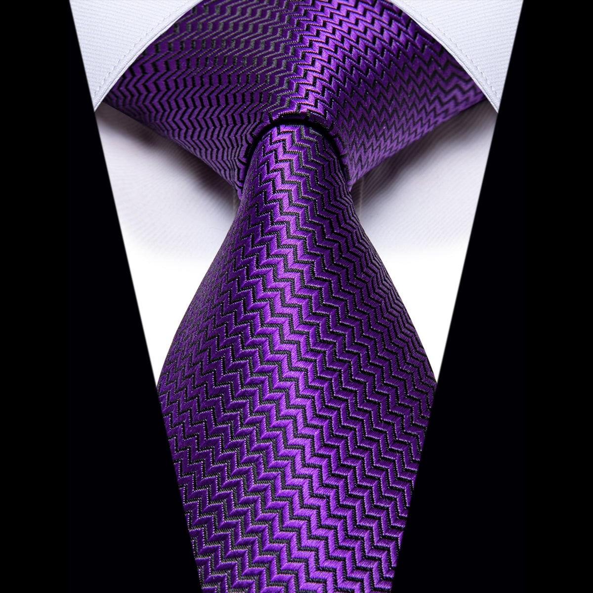 Purple Irregular Striped Silk Necktie