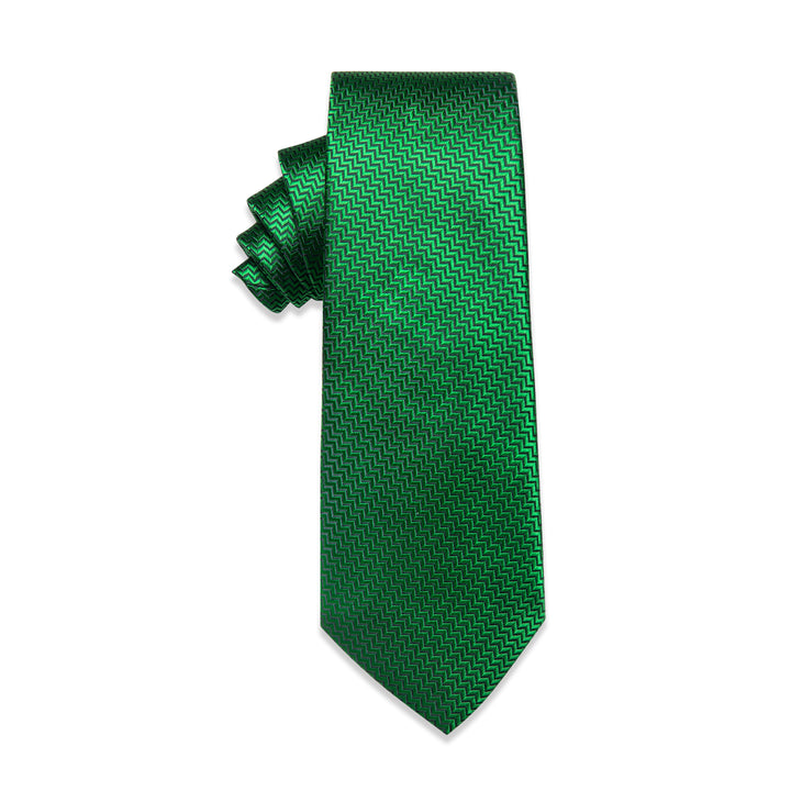 Mens Wedding Neck Tie Green Irregular Striped Silk Necktie