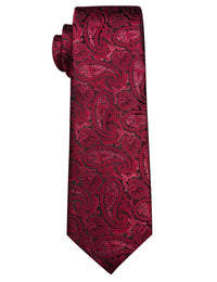 YourTies Mens Party Tie Black Red Paisley Men's Silk Necktie