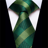 YourTies Deep Green Lime Green Checkered Ties Men's Silk Plaid Necktie