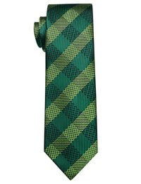 YourTies Deep Green Lime Green Checkered Ties Men's Silk Plaid Necktie