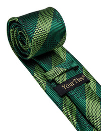 YourTies Deep Green Lime Green Checkered Ties Men's Silk Plaid Necktie