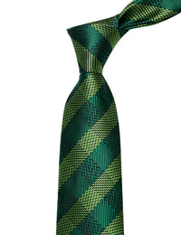 YourTies Deep Green Lime Green Checkered Ties Men's Silk Plaid Necktie