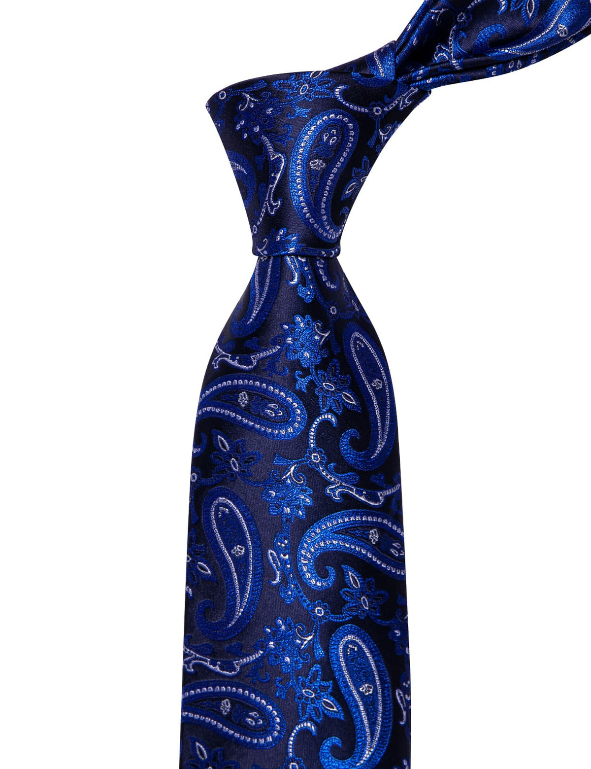 YourTies Deep Blue Mens Tie White Royal Blue Jacquard Paisley Necktie