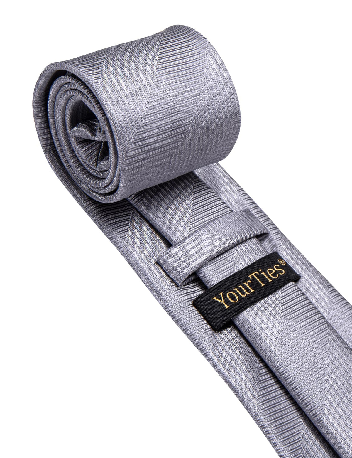 YourTies Dark Grey Neck Tie Geometric Mens Silk Striped Necktie