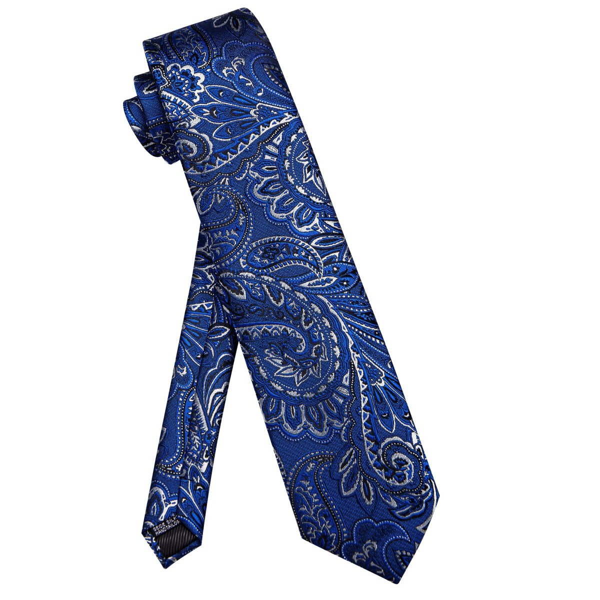 YourTies Royal Blue Neck Tie Mens Light Grey Jacquard Floral Necktie