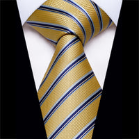 YourTies Yellow Neck Tie Mens Sky Blue White Stripes Jacquard Necktie